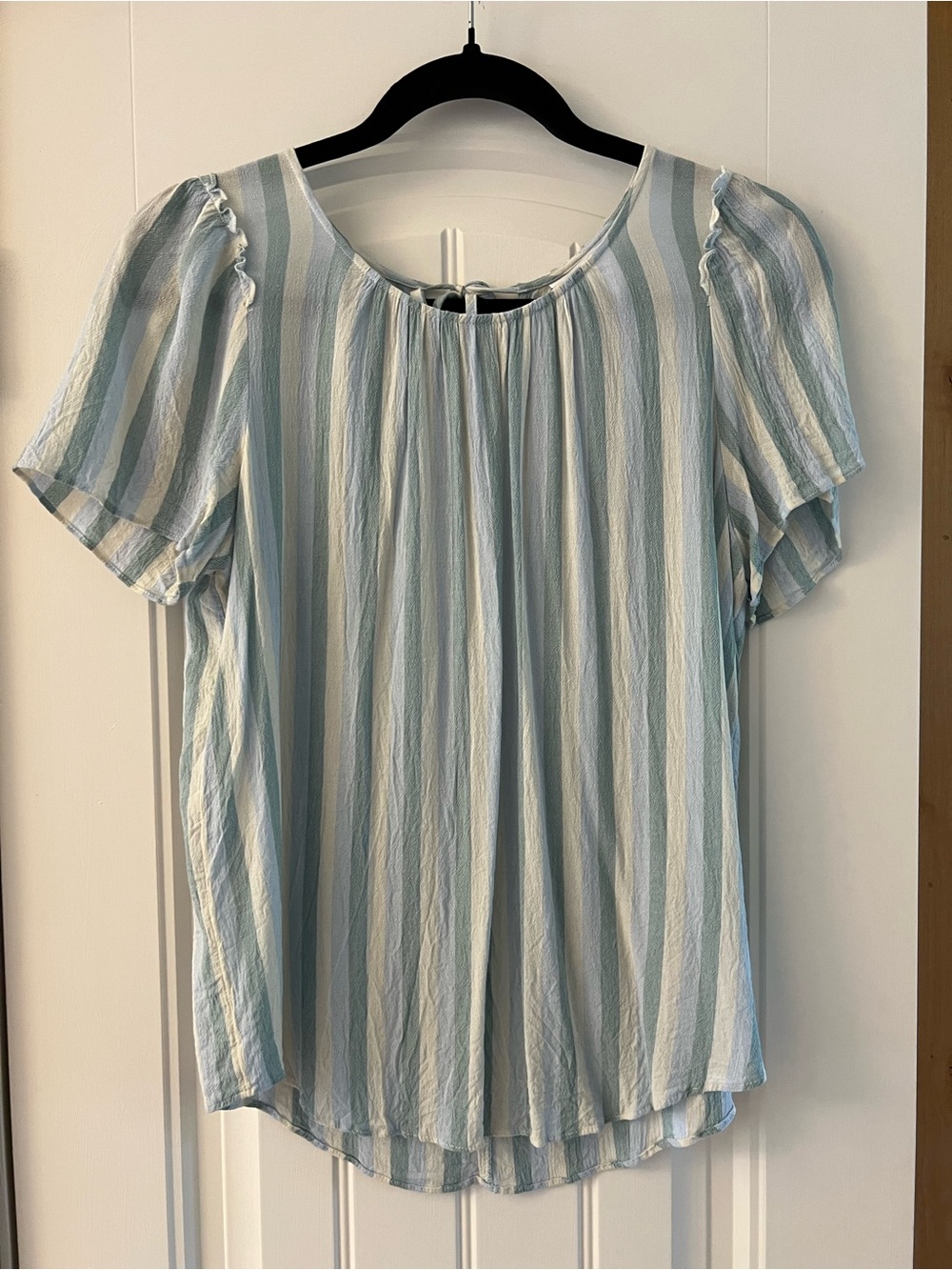 LC Lauren Conrad Blue and White Striped Peasant Blouse
